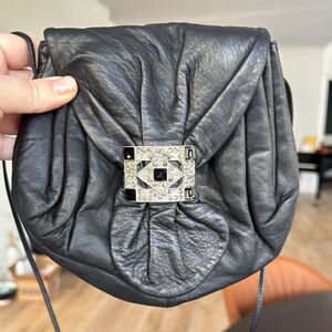 Vintage Black Leather Shoulder Bag